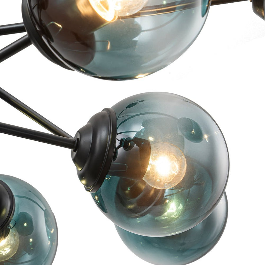 LightFixturesUSA - Glam Tiered Blue Glass Globe Bubble Sputnik Chandelier - Chandelier - Black - 