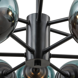 LightFixturesUSA - Glam Tiered Blue Glass Globe Bubble Sputnik Chandelier - Chandelier - Black - 