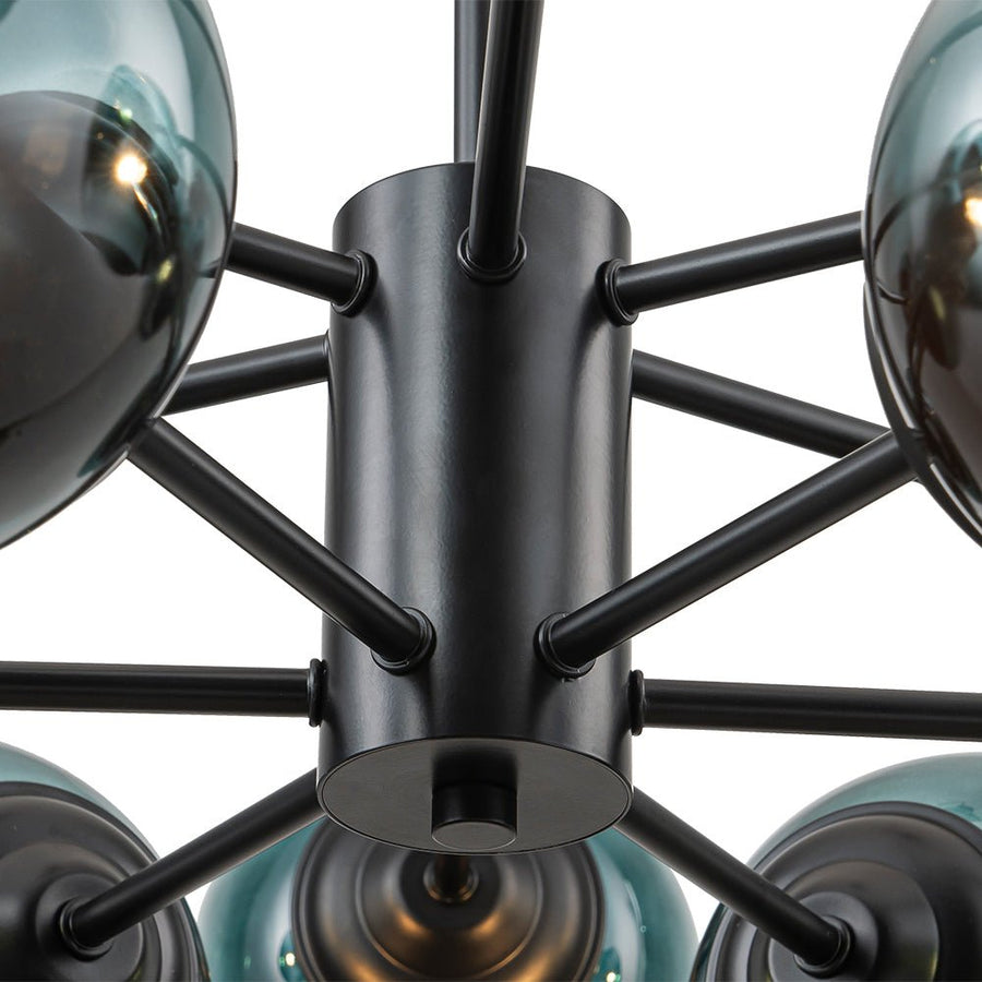 LightFixturesUSA - Glam Tiered Blue Glass Globe Bubble Sputnik Chandelier - Chandelier - Black - 