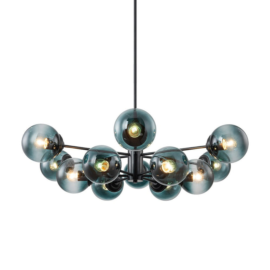 LightFixturesUSA - Glam Tiered Blue Glass Globe Bubble Sputnik Chandelier - Chandelier - Black - 