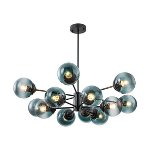 LightFixturesUSA - Glam Tiered Blue Glass Globe Bubble Sputnik Chandelier - Chandelier - Black - 