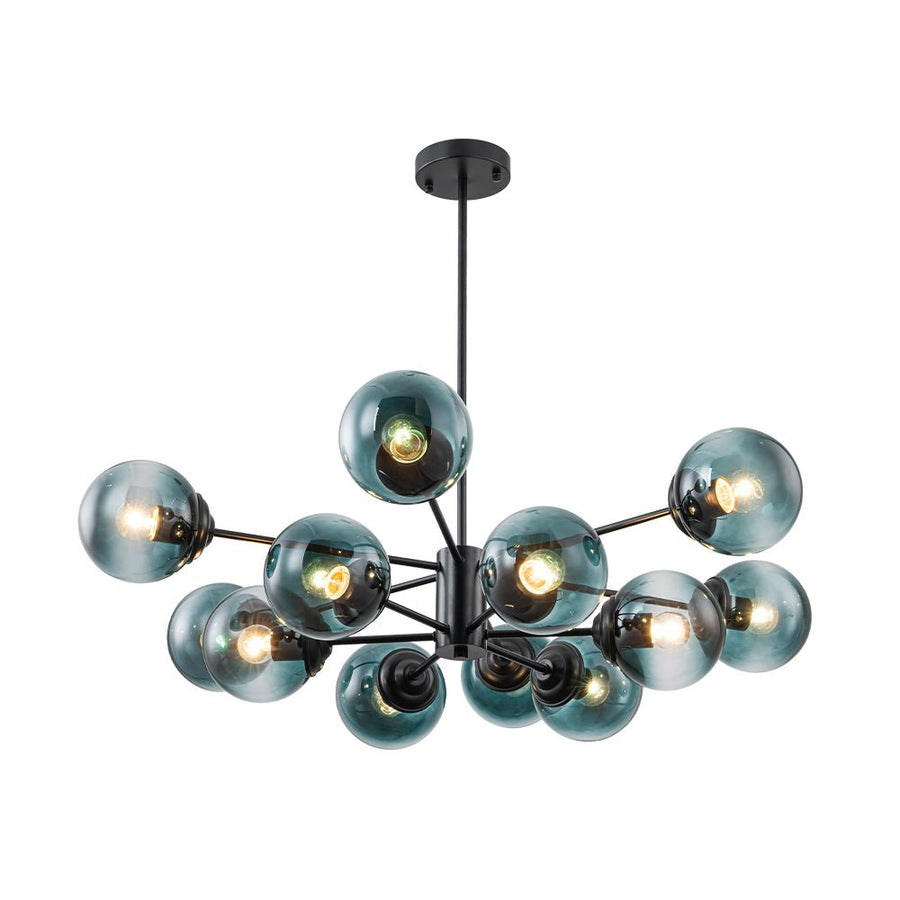 LightFixturesUSA - Glam Tiered Blue Glass Globe Bubble Sputnik Chandelier - Chandelier - Black - 