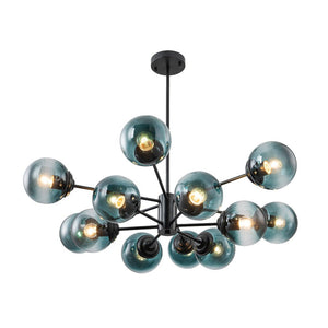 LightFixturesUSA - Glam Tiered Blue Glass Globe Bubble Sputnik Chandelier - Chandelier - Black - 