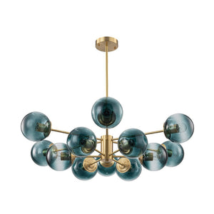 LightFixturesUSA - Glam Tiered Blue Glass Globe Bubble Sputnik Chandelier - Chandelier - Brass - 