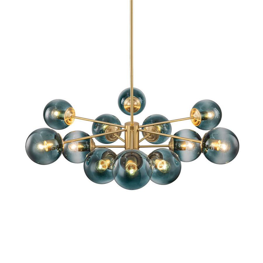 LightFixturesUSA - Glam Tiered Blue Glass Globe Bubble Sputnik Chandelier - Chandelier - Brass - 