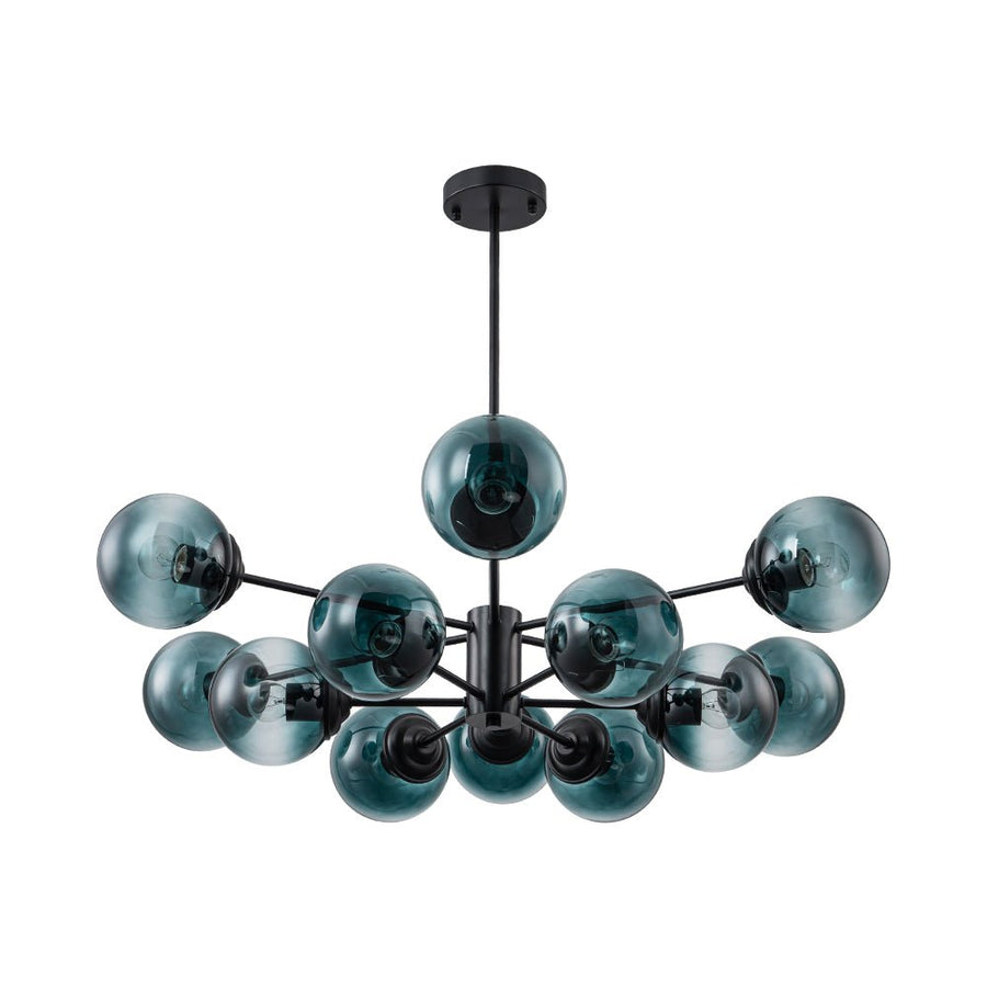 LightFixturesUSA - Glam Tiered Blue Glass Globe Bubble Sputnik Chandelier - Chandelier - Brass - 