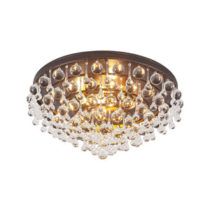 LightFixturesUSA-Glam Tiered Cascaded Crystal Raindrop Round Semi Flush Mount-Ceiling Light-20 in-
