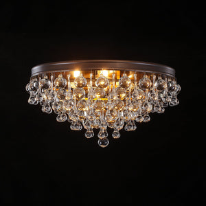 LightFixturesUSA-Glam Tiered Cascaded Crystal Raindrop Round Semi Flush Mount-Ceiling Light-20 in-