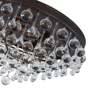 LightFixturesUSA-Glam Tiered Cascaded Crystal Raindrop Round Semi Flush Mount-Ceiling Light-20 in-