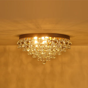 LightFixturesUSA-Glam Tiered Cascaded Crystal Raindrop Round Semi Flush Mount-Ceiling Light-20 in-