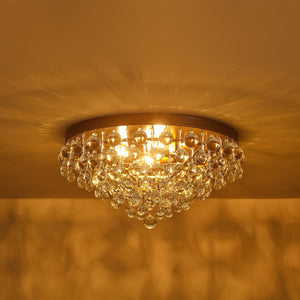 LightFixturesUSA-Glam Tiered Cascaded Crystal Raindrop Round Semi Flush Mount-Ceiling Light-20 in-