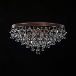 LightFixturesUSA-Glam Tiered Cascaded Crystal Raindrop Round Semi Flush Mount-Ceiling Light-20 in-