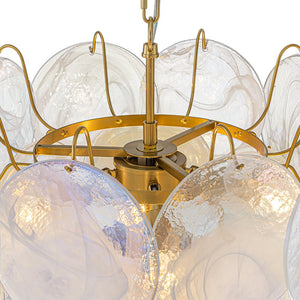 LightFixturesUSA - Glam White Iridescent Swirl Glass Round Tiered Chandelier - Chandelier - 20 in - 