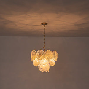 LightFixturesUSA - Glam White Iridescent Swirl Glass Round Tiered Chandelier - Chandelier - 20 in - 