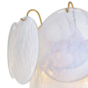LightFixturesUSA - Glam White Iridescent Swirl Glass Round Tiered Chandelier - Chandelier - 20 in - 