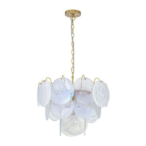 LightFixturesUSA - Glam White Iridescent Swirl Glass Round Tiered Chandelier - Chandelier - 20 in - 