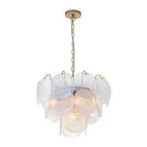 LightFixturesUSA - Glam White Iridescent Swirl Glass Round Tiered Chandelier - Chandelier - 20 in - 