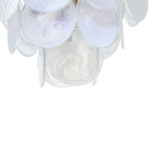 LightFixturesUSA - Glam White Iridescent Swirl Glass Round Tiered Chandelier - Chandelier - 20 in - 