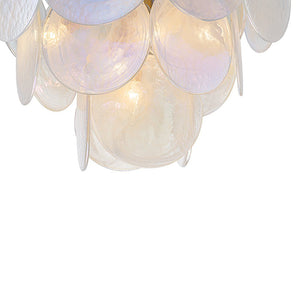 LightFixturesUSA - Glam White Iridescent Swirl Glass Round Tiered Chandelier - Chandelier - 20 in - 