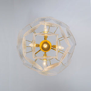 LightFixturesUSA - Glam White Iridescent Swirl Glass Round Tiered Chandelier - Chandelier - 20 in - 