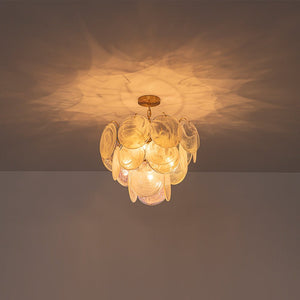 LightFixturesUSA - Glam White Iridescent Swirl Glass Round Tiered Chandelier - Chandelier - 20 in - 
