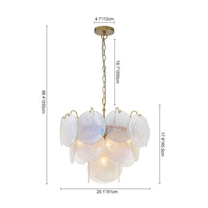 LightFixturesUSA - Glam White Iridescent Swirl Glass Round Tiered Chandelier - Chandelier - 20 in - 