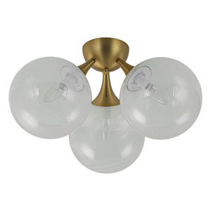 LightFixturesUSA-Gold 3-Light Cloud Opaque Glass Globe Ceiling Light-Ceiling Light-Gold-