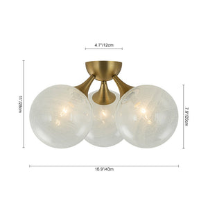 LightFixturesUSA-Gold 3-Light Cloud Opaque Glass Globe Ceiling Light-Ceiling Light-Gold-