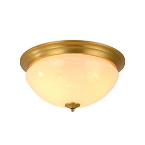 LightFixturesUSA - Gold Mid - Century Alabaster Glass Shade Flush Mount Light - Ceiling Light - 16.7 in - 