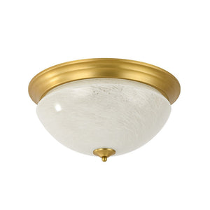 LightFixturesUSA - Gold Mid - Century Alabaster Glass Shade Flush Mount Light - Ceiling Light - 16.7 in - 