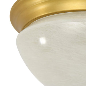 LightFixturesUSA - Gold Mid - Century Alabaster Glass Shade Flush Mount Light - Ceiling Light - 16.7 in - 