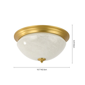 LightFixturesUSA - Gold Mid - Century Alabaster Glass Shade Flush Mount Light - Ceiling Light - 16.7 in - 