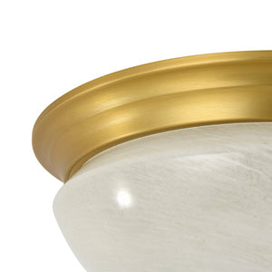 LightFixturesUSA - Gold Mid - Century Alabaster Glass Shade Flush Mount Light - Ceiling Light - 16.7 in - 