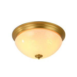 LightFixturesUSA - Gold Mid - Century Alabaster Glass Shade Flush Mount Light - Ceiling Light - 16.7 in - 