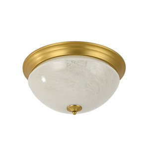 LightFixturesUSA - Gold Mid - Century Alabaster Glass Shade Flush Mount Light - Ceiling Light - 16.7 in - 