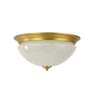 LightFixturesUSA - Gold Mid - Century Alabaster Glass Shade Flush Mount Light - Ceiling Light - 16.7 in - 
