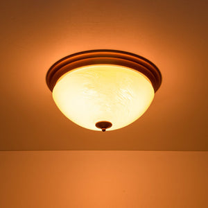 LightFixturesUSA - Gold Mid - Century Alabaster Glass Shade Flush Mount Light - Ceiling Light - 16.7 in - 