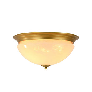 LightFixturesUSA - Gold Mid - Century Alabaster Glass Shade Flush Mount Light - Ceiling Light - 16.7 in - 
