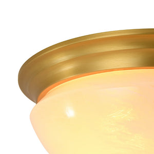 LightFixturesUSA - Gold Mid - Century Alabaster Glass Shade Flush Mount Light - Ceiling Light - 16.7 in - 