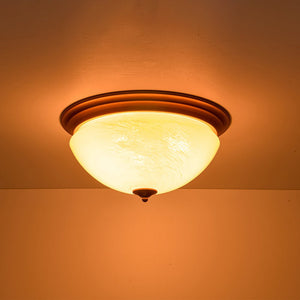 LightFixturesUSA - Gold Mid - Century Alabaster Glass Shade Flush Mount Light - Ceiling Light - 16.7 in - 