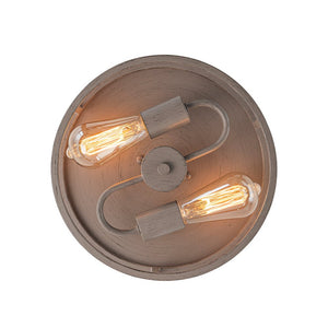 LightFixturesUSA - Grey Wood Grain Drum Cage Flush Mount Ceiling Light - Ceiling Light - 2 - Lt - 