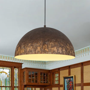 LightFixturesUSA - Hand - Applied Aged Bronze Patina Oversized Metal Dome Pendant - Pendant Light - 23.6 in - 