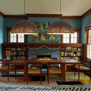 LightFixturesUSA - Hand - Applied Aged Bronze Patina Oversized Metal Dome Pendant - Pendant Light - 23.6 in - 