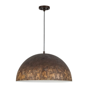 LightFixturesUSA - Hand - Applied Aged Bronze Patina Oversized Metal Dome Pendant - Pendant Light - 23.6 in - 