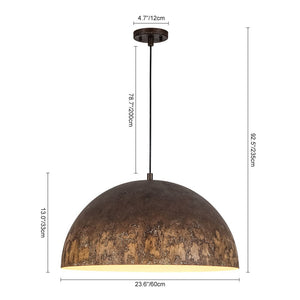 LightFixturesUSA - Hand - Applied Aged Bronze Patina Oversized Metal Dome Pendant - Pendant Light - 23.6 in - 