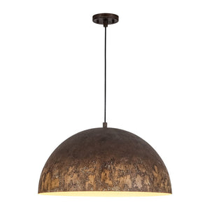 LightFixturesUSA - Hand - Applied Aged Bronze Patina Oversized Metal Dome Pendant - Pendant Light - 23.6 in - 