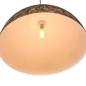 LightFixturesUSA - Hand - Applied Aged Bronze Patina Oversized Metal Dome Pendant - Pendant Light - 23.6 in - 