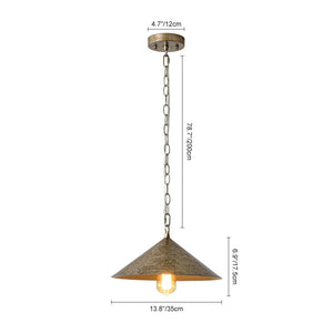 LightFixturesUSA - Industrial 1 - Light Rusty Silver Iron Cone Kitchen Pendant - Pendant Light - 13.8 in. - 