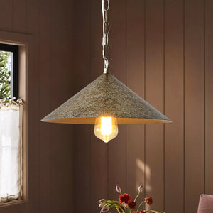 LightFixturesUSA - Industrial 1 - Light Rusty Silver Iron Cone Kitchen Pendant - Pendant Light - 13.8 in. - 
