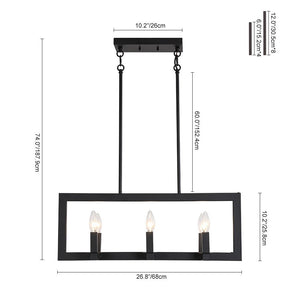 LightFixturesUSA - Industrial 6 - Light Candle Style Black Rectangular Island Chandelier - Chandelier - Matte Black - 